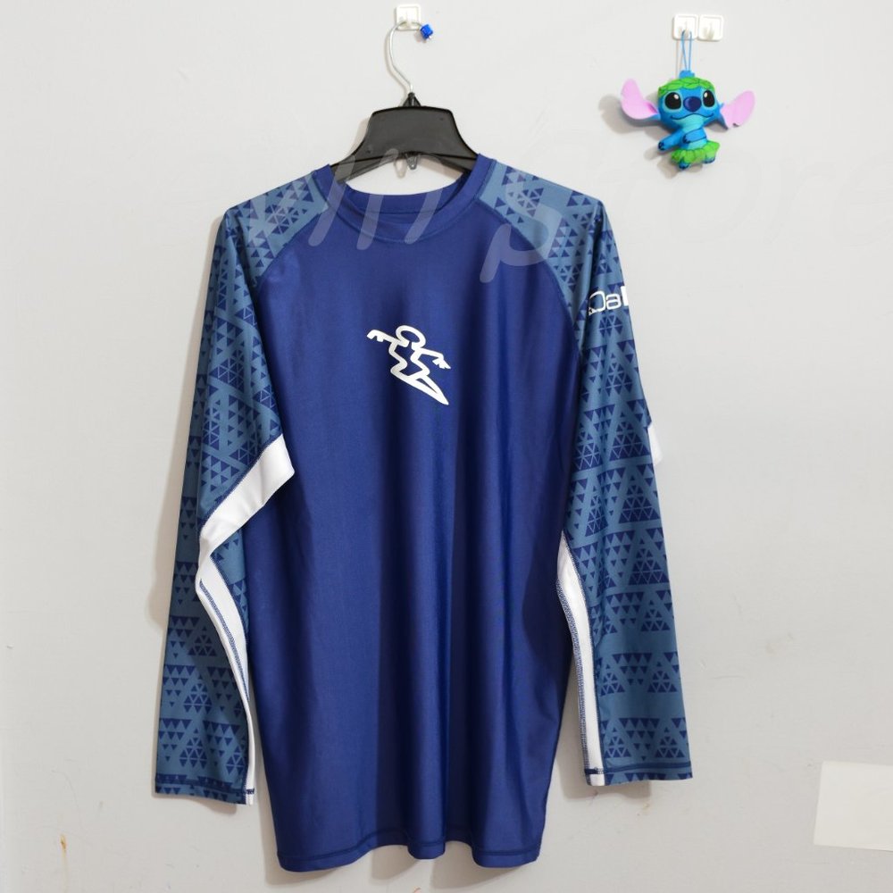 Da Hui Mens‎ Long Sleeve Rash Guard  Blue